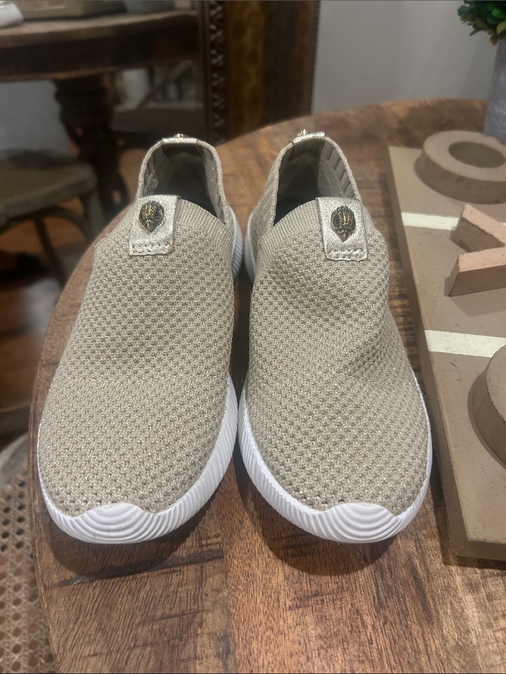 Women’s Kurt Greiger  Slip-On Knit Sneakers in Beige
